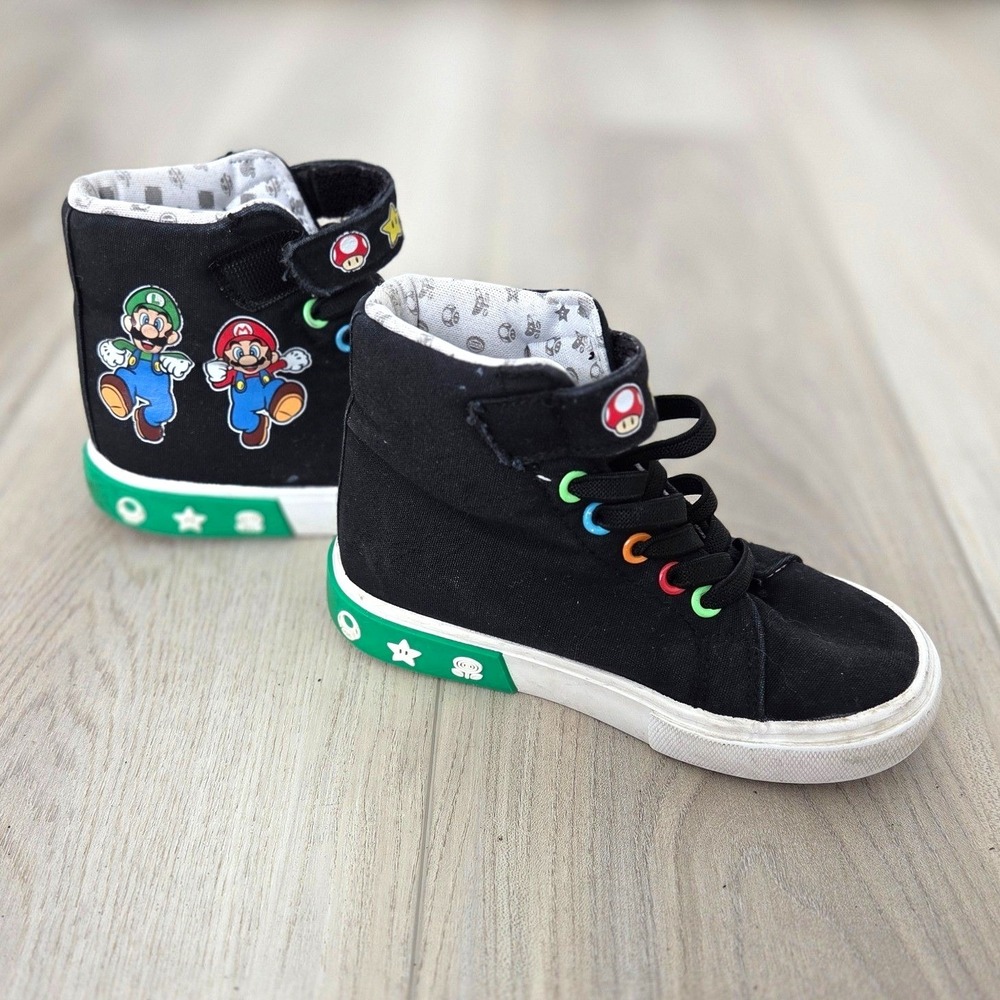 Ground Up Nintendo Super Mario Kids High Top Sneakers Mario Luigi SZ 2